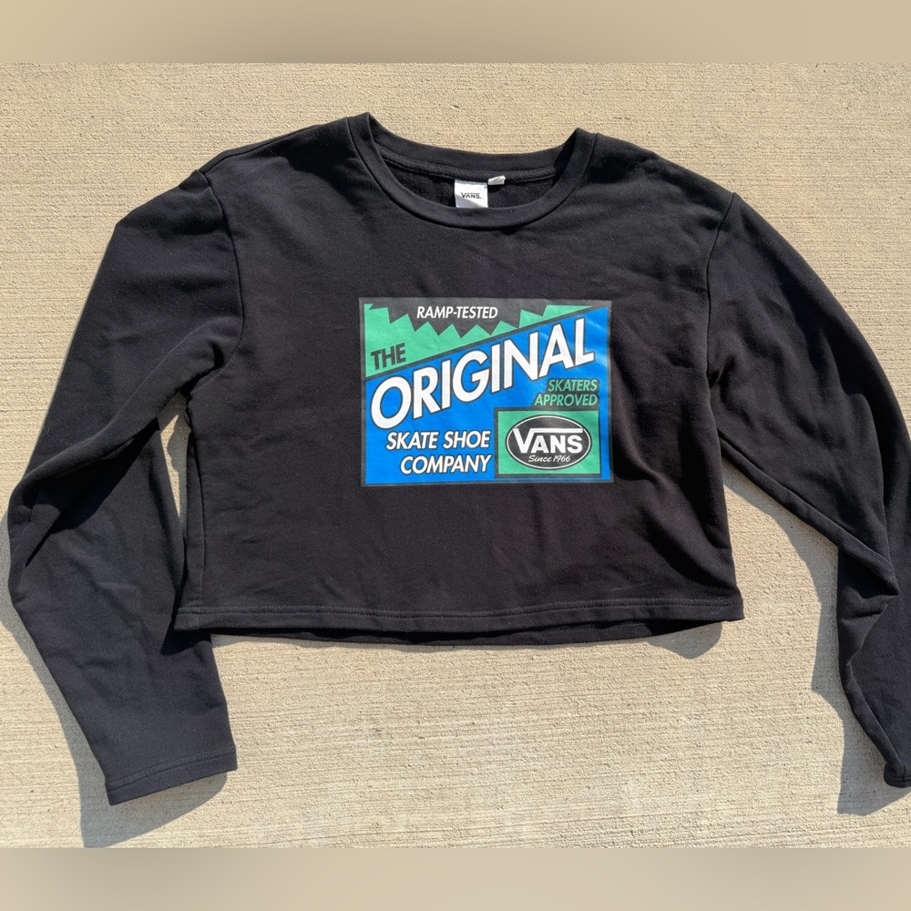 Vans Ramp Tested Cropped Long Sleeve Graphic Sweater Womens Small